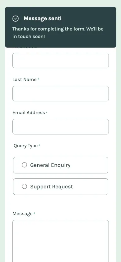 React Contact Form on mobile