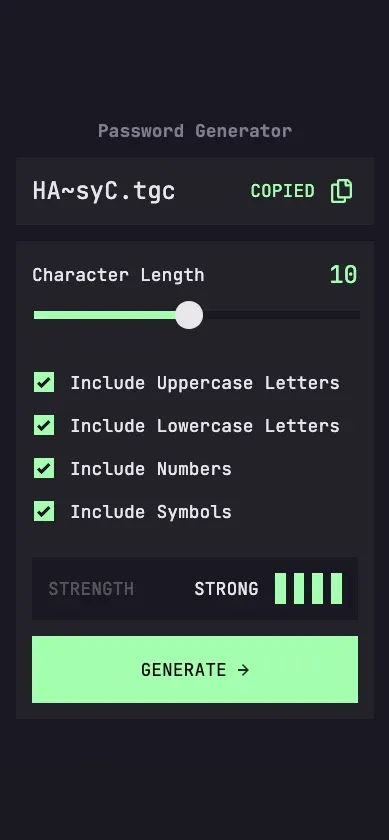 Password Generator on mobile