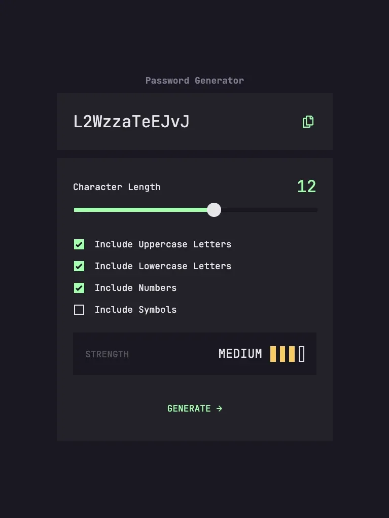 Password Generator on tablet