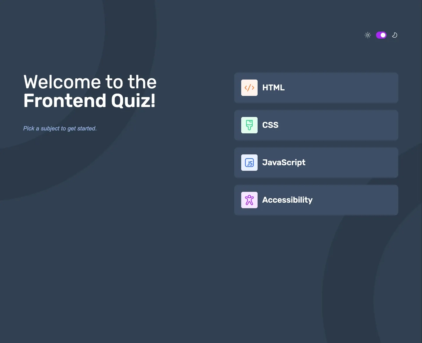 Front End Quiz App on desktop