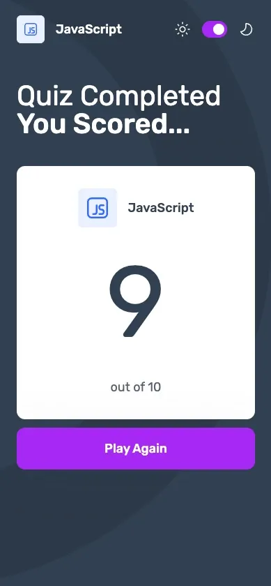 Front End Quiz App on mobile