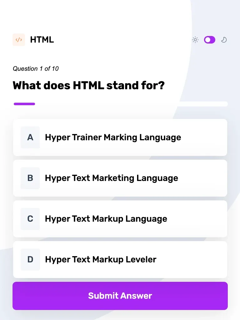 Front End Quiz App on tablet