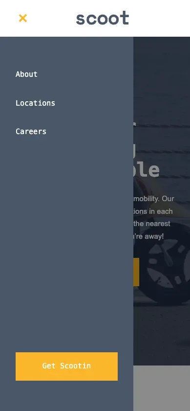 Scoot Multi-Page Site on mobile