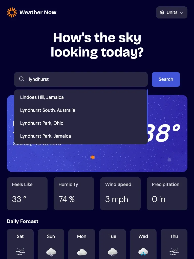 Weather Now on tablet